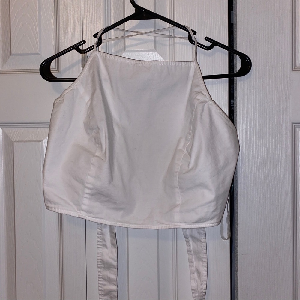 SHEIN: White halter top, tie in the back